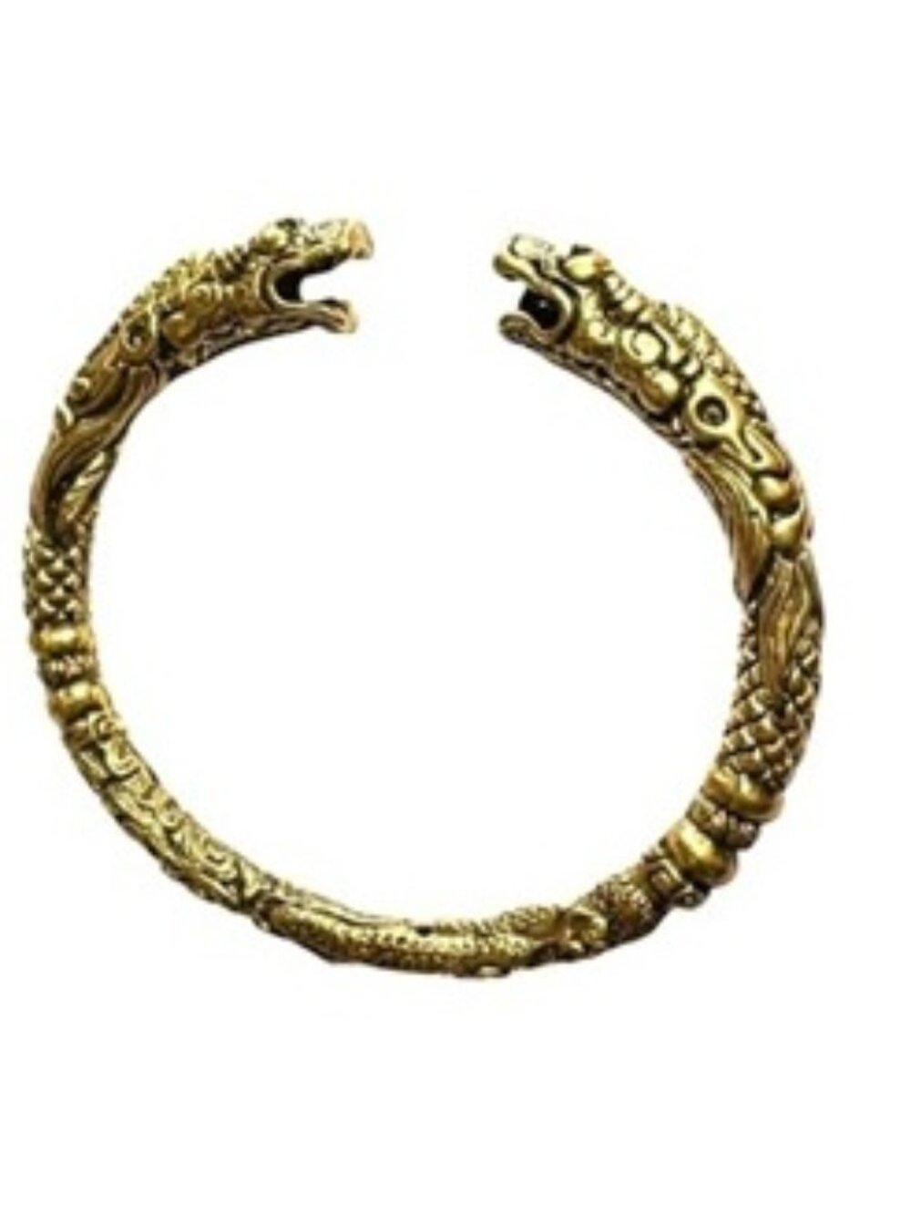 Collectable Chinese Brass Carved Dragon Head Bracelet